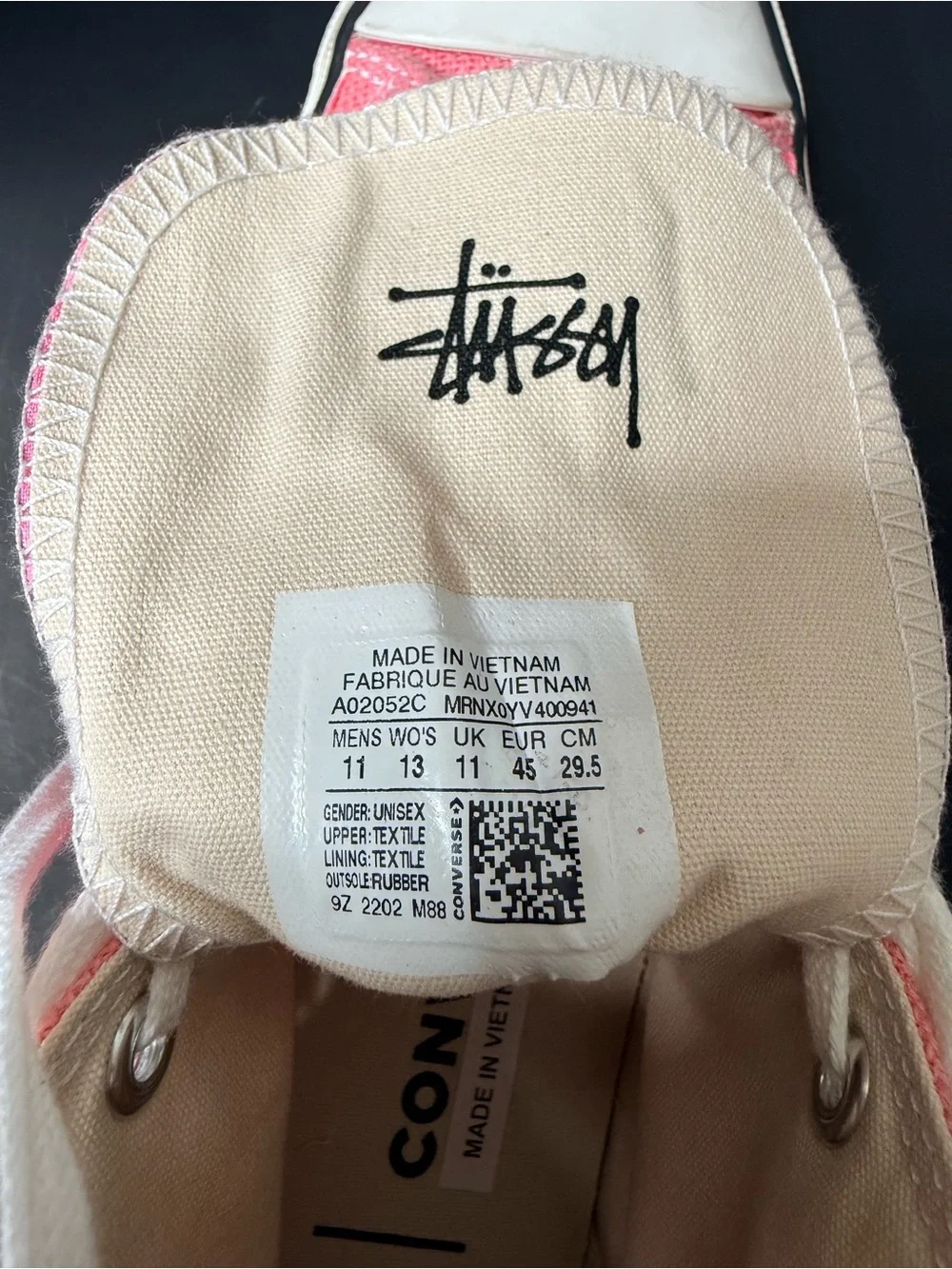 Stüssy x Converse Chuck 70 High Top Pink Coral Sneakers Men’s 11 Women’s 13